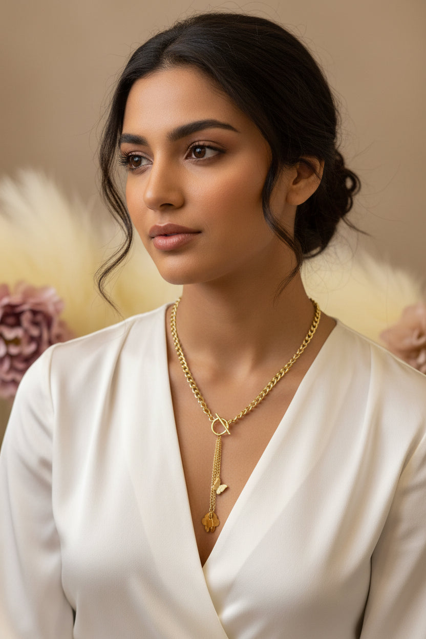 Long Drop Butterfly Necklace