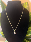Small teddy bear with pink diamond necklace