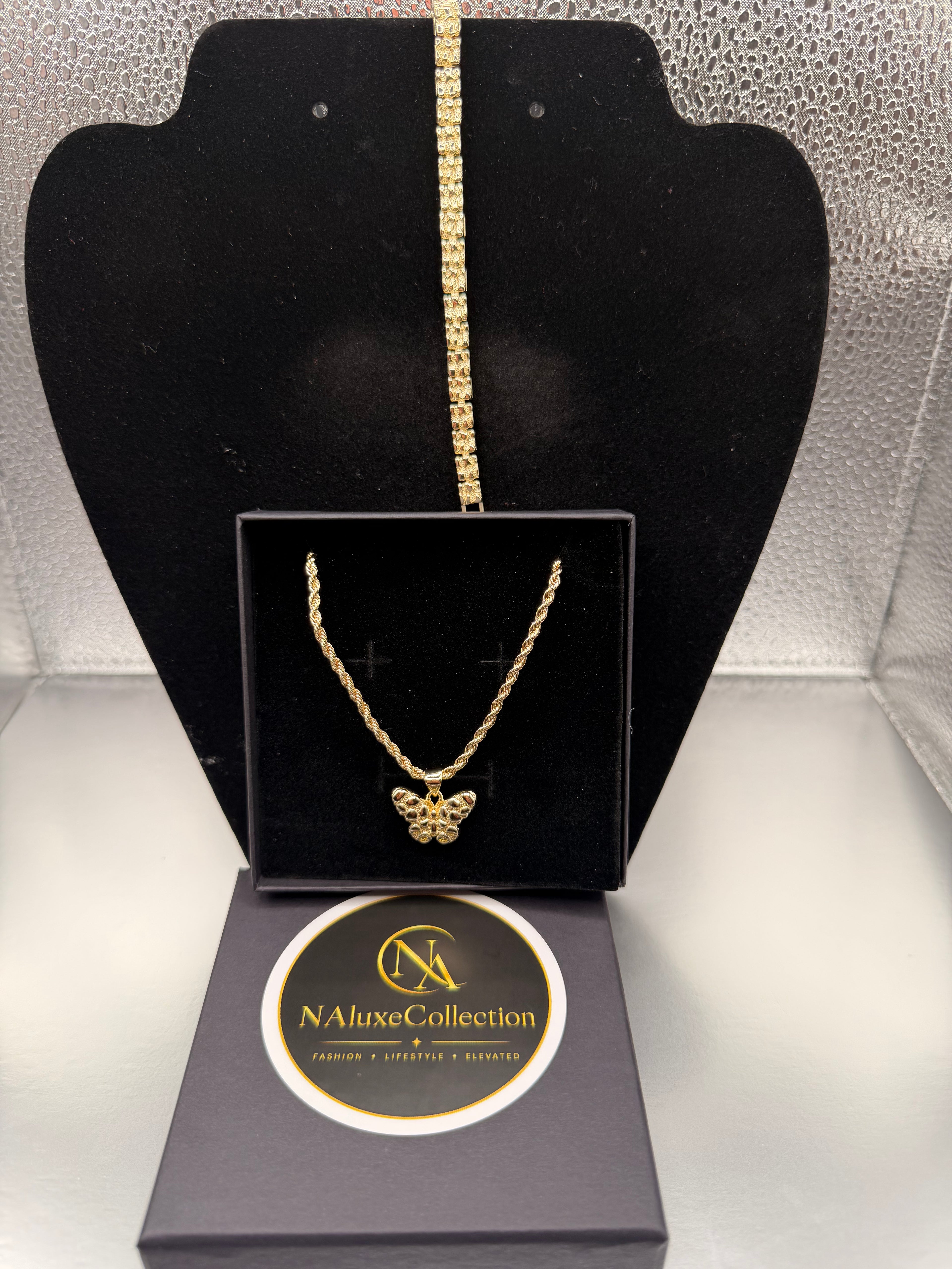 Nuggets necklace and bracelet set