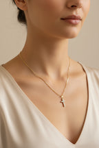 Diamond Drip Cross Necklace