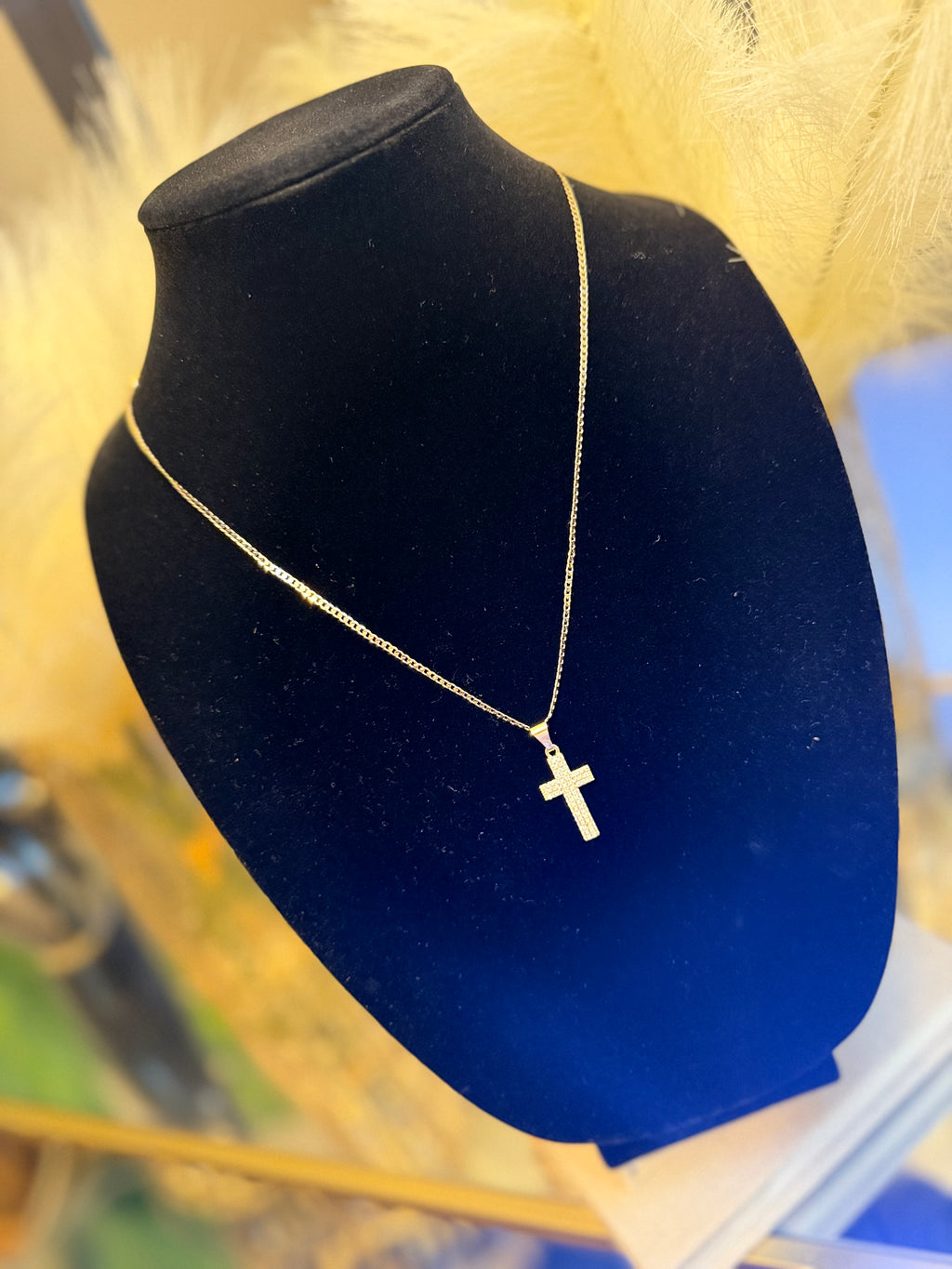 Diamond Drip Cross Necklace