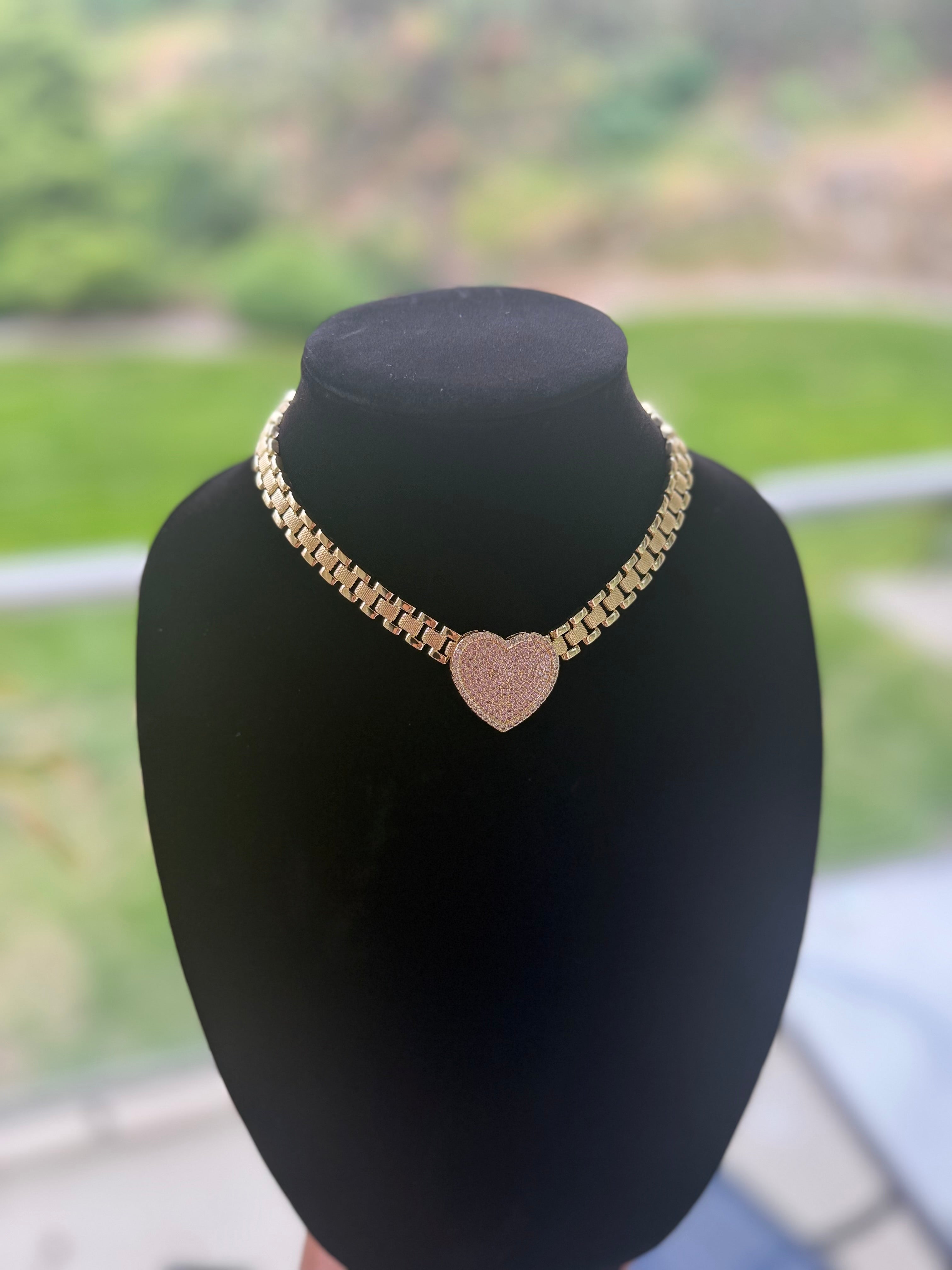 16" Rolex heart chain