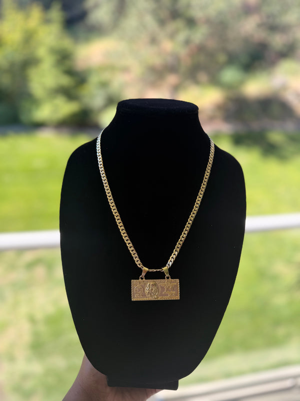 $100 pendant with classic Cuban chain