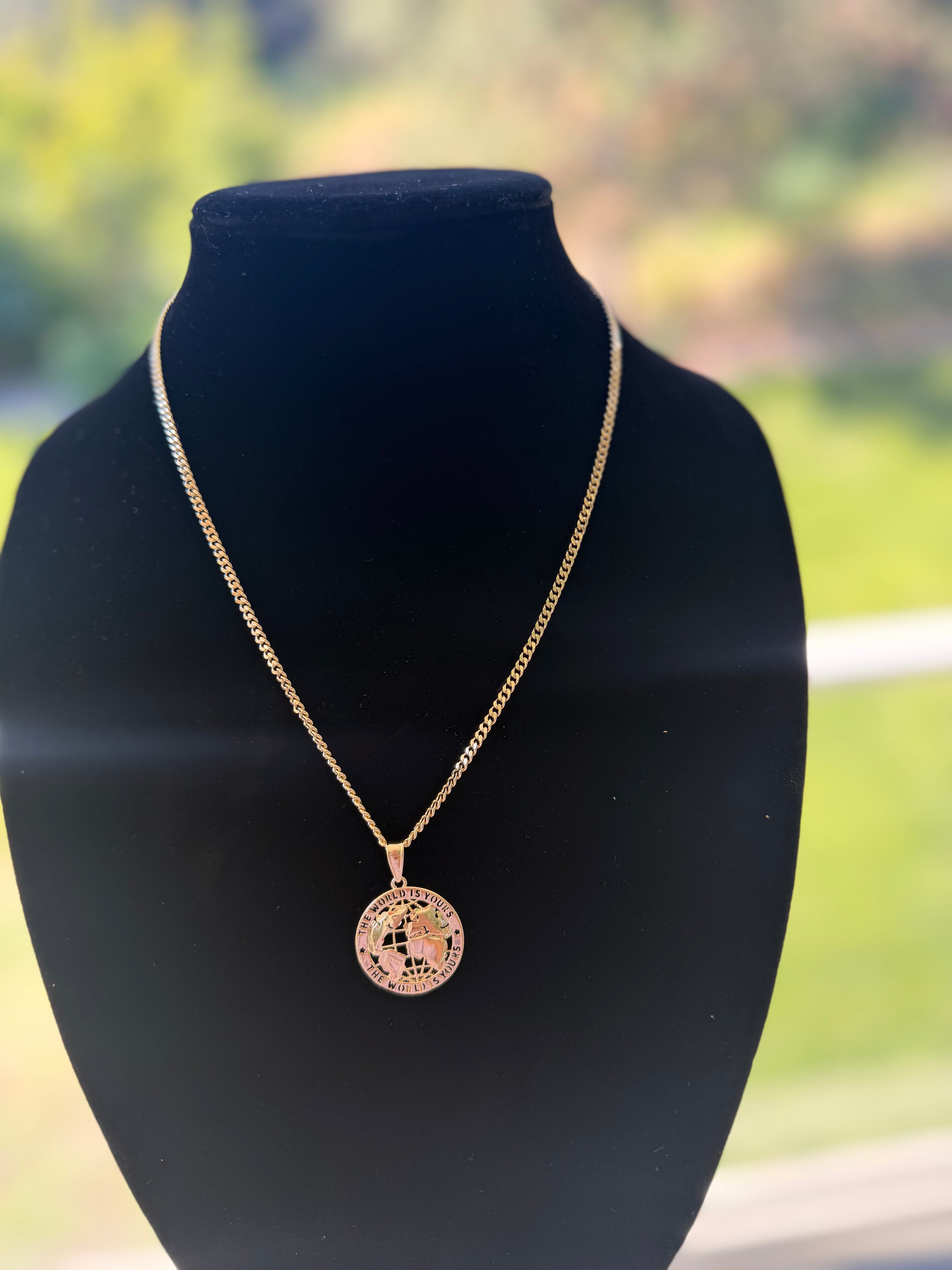 World Is Yours Pendant Necklace 18K Gold filled