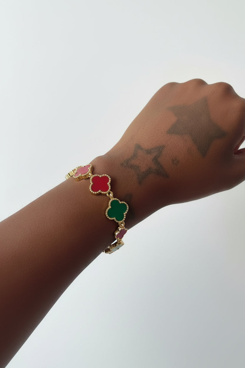 Multi color clover Charm bracelet