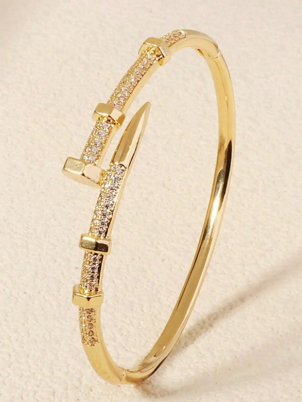 Elegant Zirconia Buckle Cuff Bracelet
