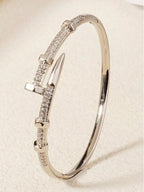 Elegant Zirconia Buckle Cuff Bracelet