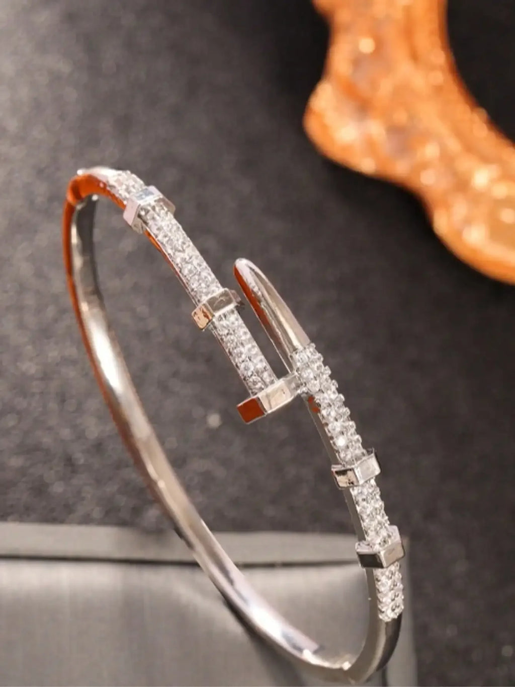 Elegant Zirconia Buckle Cuff Bracelet