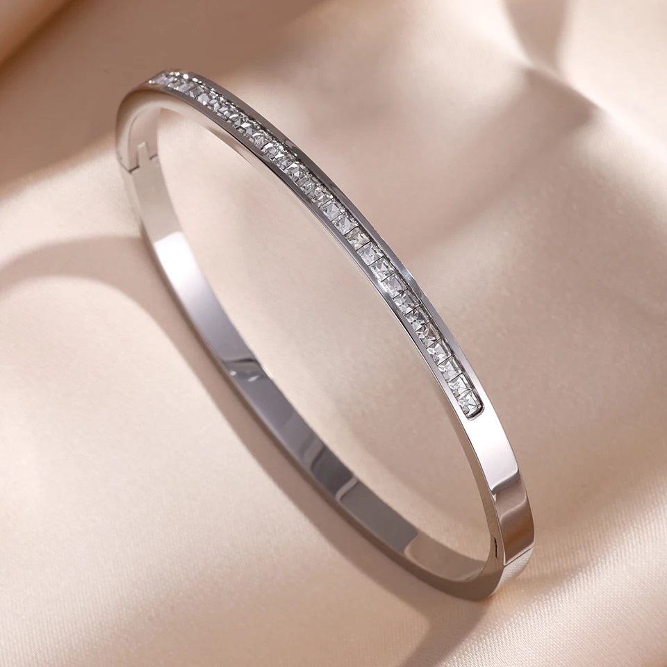 Sparkling Zirconia Stackable Bracelet Set
