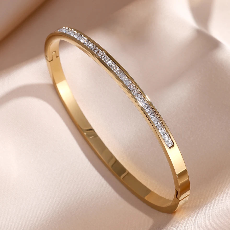 Sparkling Zirconia Stackable Bracelet Set