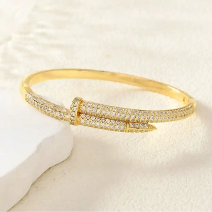 Elegant Zirconia Buckle Cuff Bracelet