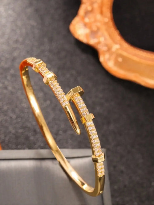 Elegant Zirconia Buckle Cuff Bracelet