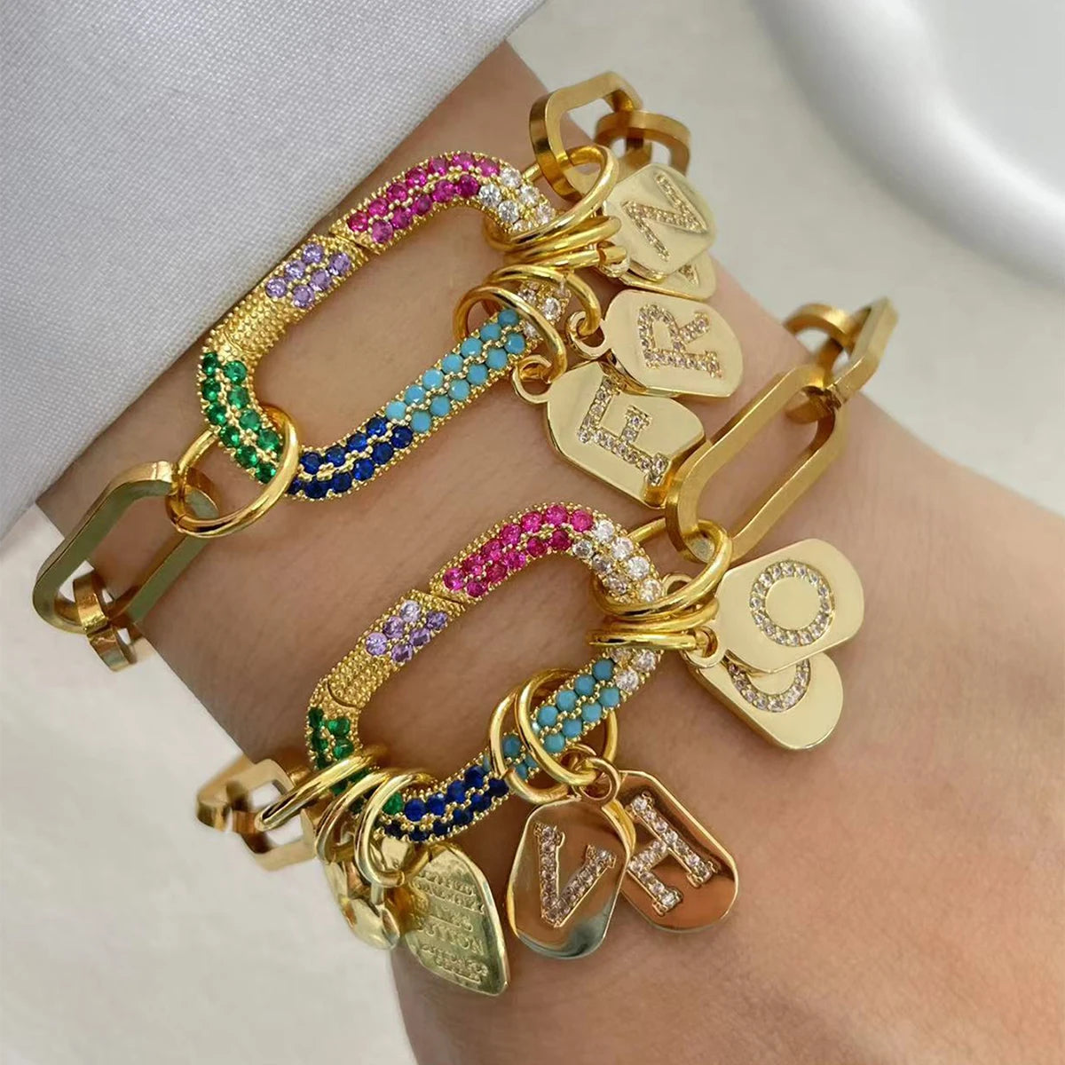 Gold Initial Letter Chain Necklace